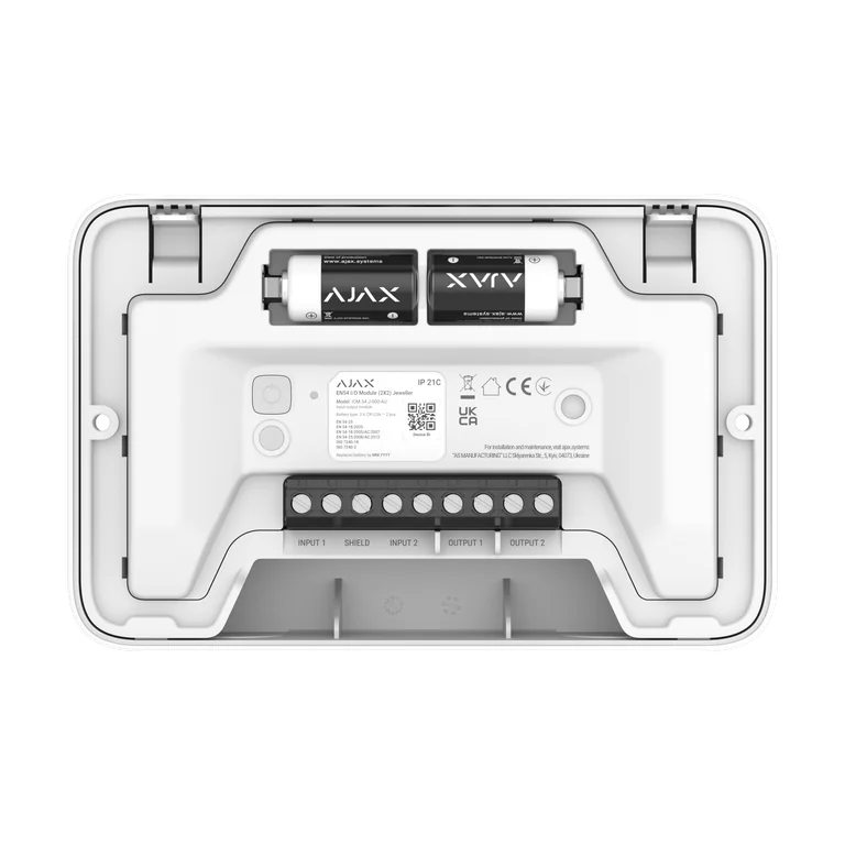 Ajax EN54 I/O Module (2X2) Jeweller juhtmevaba aadressitav sisend- ja väljundmoodul, valge Ajax EN54 I/O Module (2X2) Jeweller juhtmevaba aadressitav sisend- ja väljundmoodul, valge