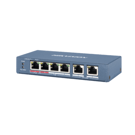 Hikvision DS-3E0106HP-E Switch Poe 4 porti, 100Mbps, 2 x RJ45, 60W, 1 port võib olla High Poe